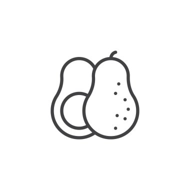 Avokado bütün ve dilim çizgi simgesi