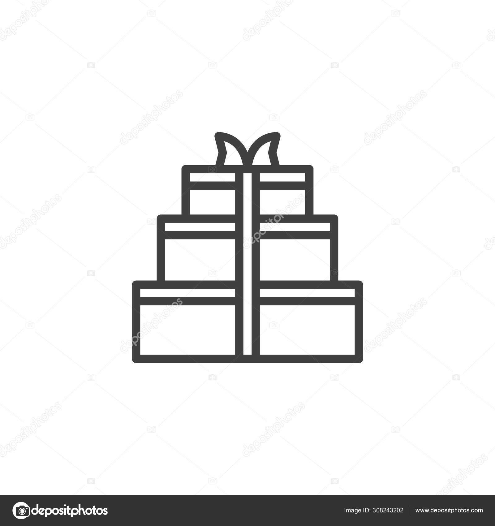 Download Wedding cake box with bow line icon ⬇ Vector Image by ...