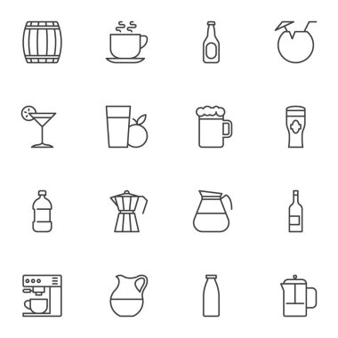 Kokteyl içecekleri satırı simgeleri ayarlandı