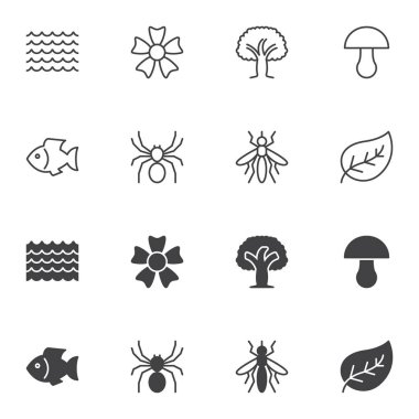 Doğa hayvanları simge seti