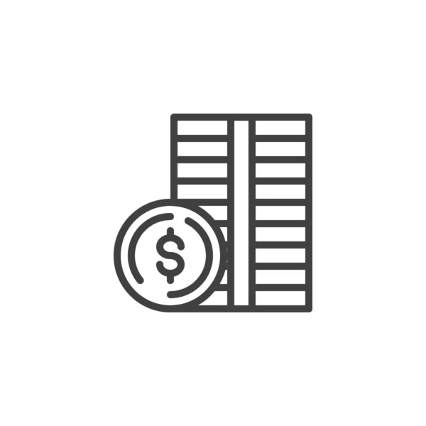 Moneda dólar línea de dinero icono — Vector de stock