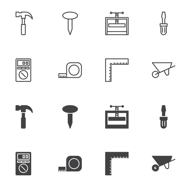 Reparatie tool icon set, lijn en glyph versie — Stockvector