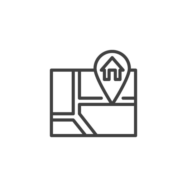 Ubicación de la casa, mapa pin line icon — Vector de stock