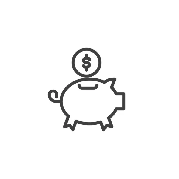 Piggy bank with coin line icon — Stock Vector
