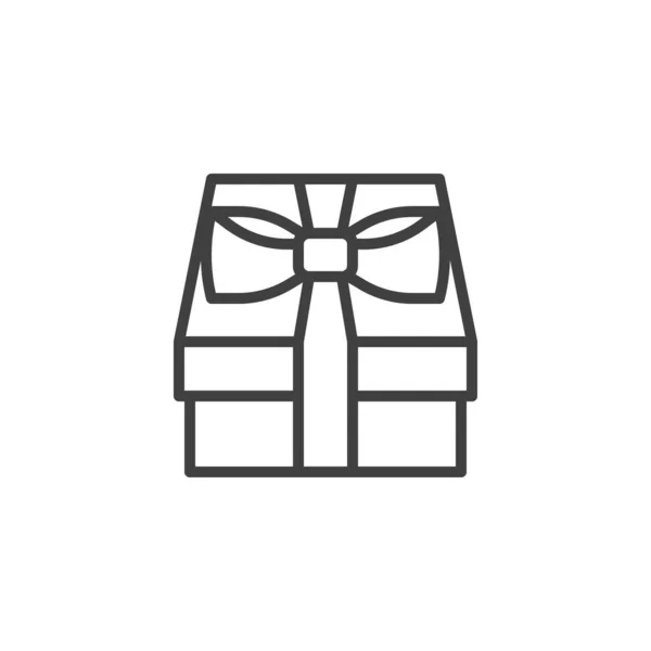 Kwadrat prezent pudełko z łuku ikona linii wstążki — Wektor stockowy