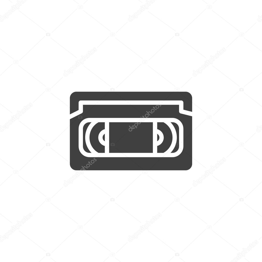 VHS tape vector icon. Video cassette filled flat sign for mobile concept and web design. Retro VHS cassette glyph icon. Symbol, logo illustration. Vector graphics