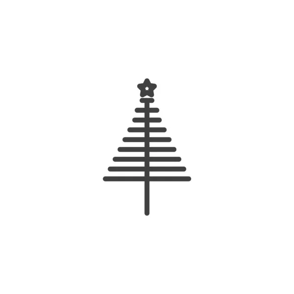 Icône de ligne d'arbre de Noël rayé — Image vectorielle