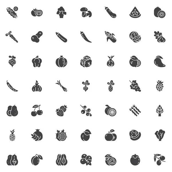 Conjunto de iconos vectoriales de frutas y verduras — Archivo Imágenes Vectoriales