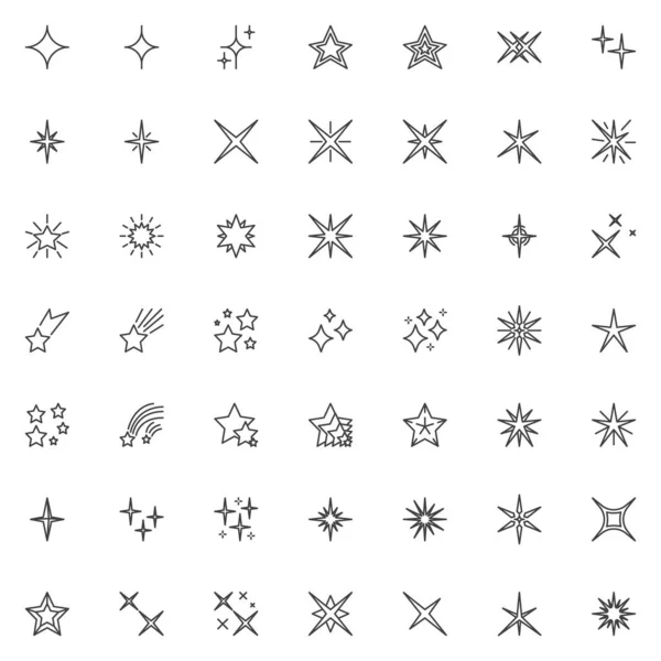 Estrelas formas conjunto de ícones de linha — Vetor de Stock