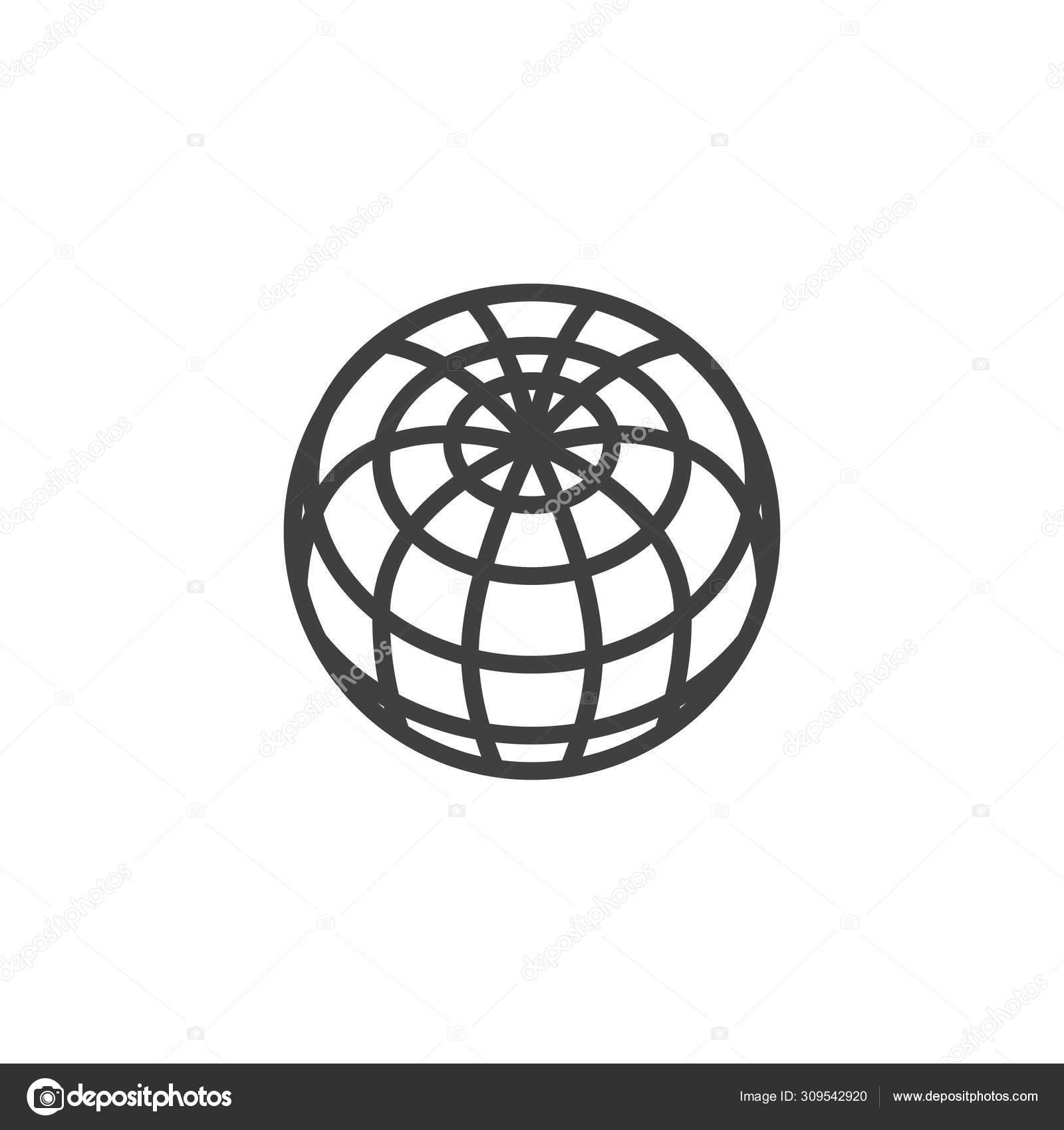 지구 지구 그리드 라인 아이콘 스톡 벡터 - ©avicons 309542920