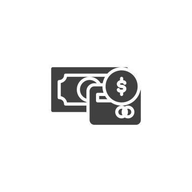 Dolar para sikke ve kredi kartı vektör simgesi