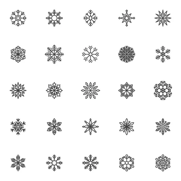 Снежинка линии иконы Set — стоковый вектор