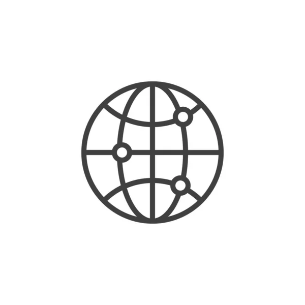 Rutnäts linje ikon för Globen — Stock vektor