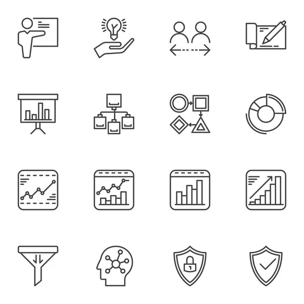Conjunto de ícones de linha de análise de dados — Vetor de Stock