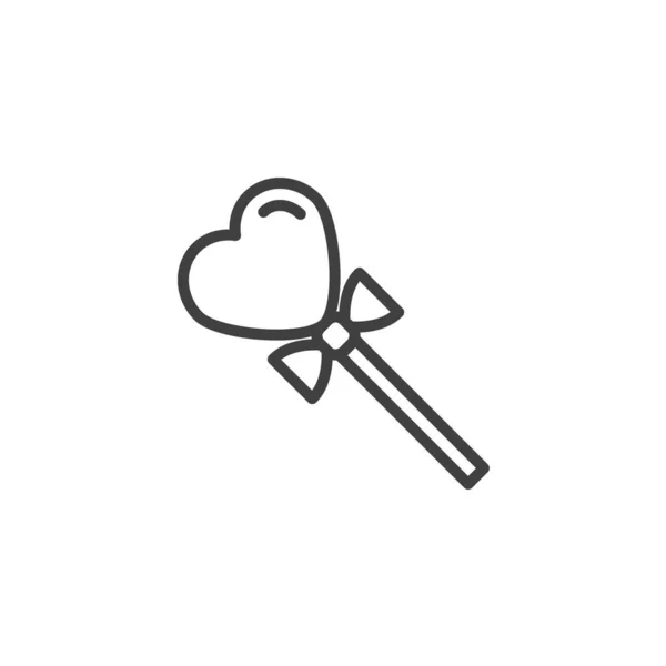 Heart shape lollipop line icon — Stock Vector