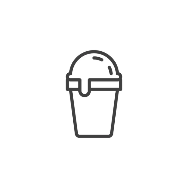 Waffle ice cream line icon — Stock Vector