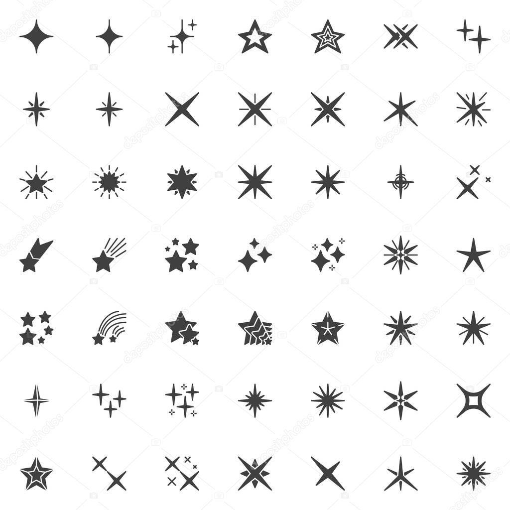 Stars twinkle vector icons set