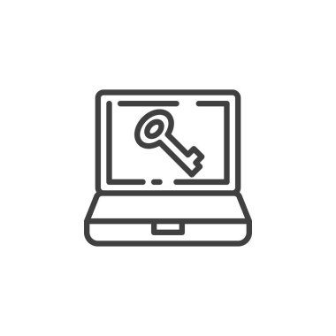 Laptop parola çizgisi simgesi