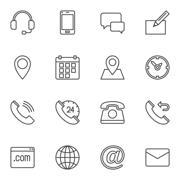 Set de iconos de línea de contacto — Vector de stock