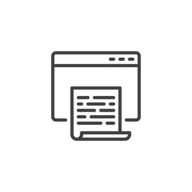 Web belge satırı simgesi. Mobil konsept ve web tasarımı için doğrusal biçim işareti. E-öğrenme web sitesi ana hatları vektör simgesi. Sembol, logo çizimi. Vektör grafikleri