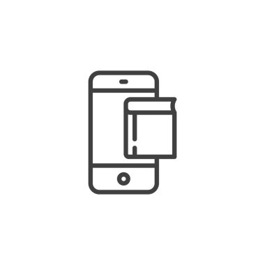 Kitap satırı simgesi olan cep telefonu