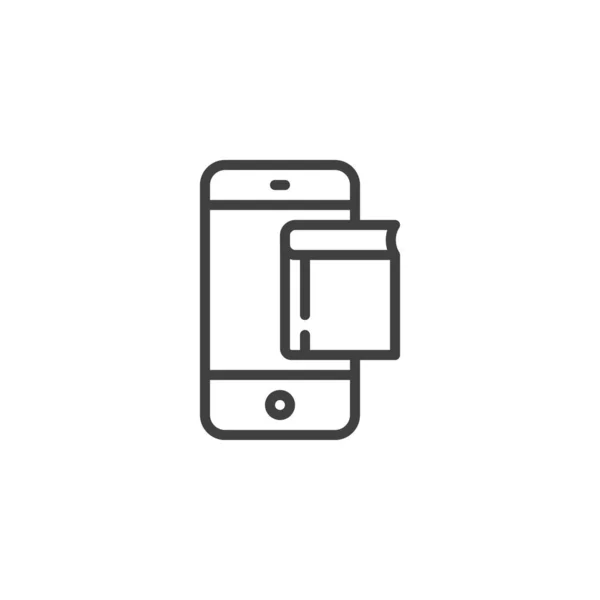 Mobiltelefon med boklinje ikon — Stock vektor