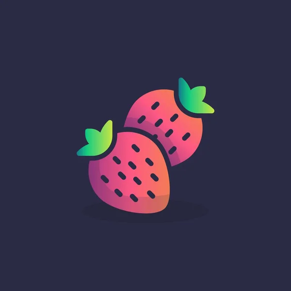 Dos fresas icono plano — Vector de stock