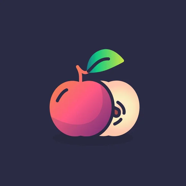 Apfel mit Blatt flach Symbol — Stockvektor