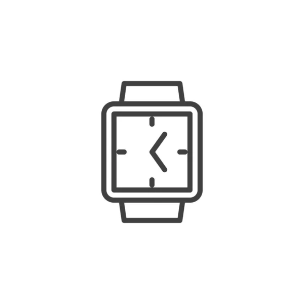 Square wrist clock line icon — Stock Vector