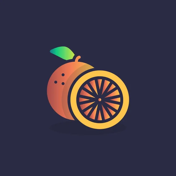 Laranja ícone de fruta plana — Vetor de Stock
