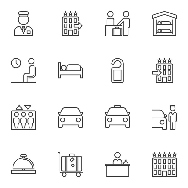 Conjunto de iconos de línea de hotel — Archivo Imágenes Vectoriales