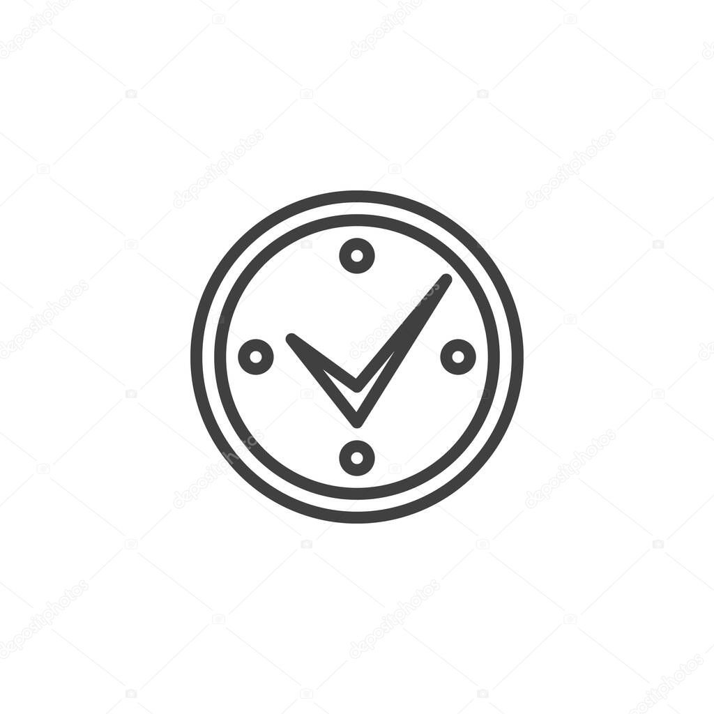 Clock with check mark line icon