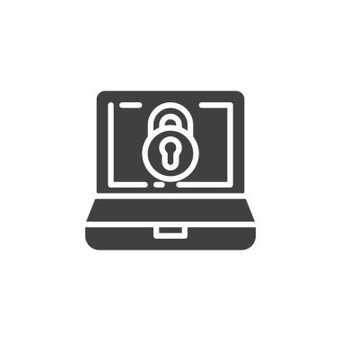 Laptop ekran kilit vektörü simgesi