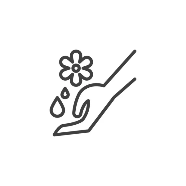 Hand mit Aroma-Öl-Linie Symbol — Stockvektor