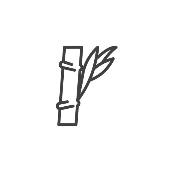 Bambusový stonek s ikonou řádku listí — Stockový vektor
