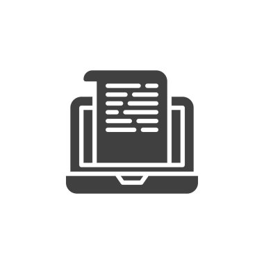 Laptop with document vector icon