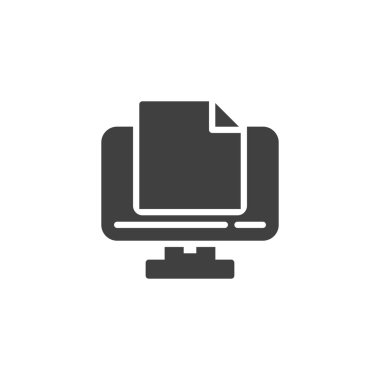 PC monitor with document file vector icon