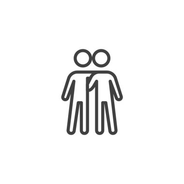 İki arkadaş ayakta duran çizgi simgesi