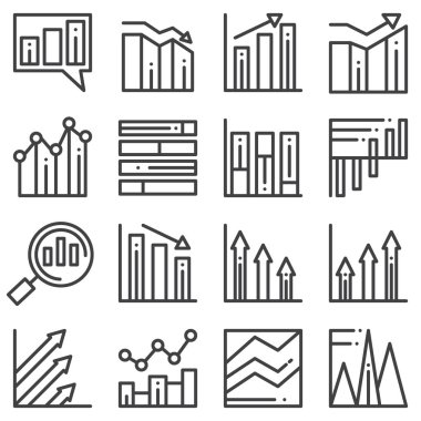 Chart graph line icons set