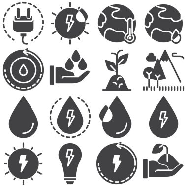 Eko enerji vektör simgeleri ayarlandı