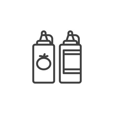 Ketchup and mustard bottle line icon