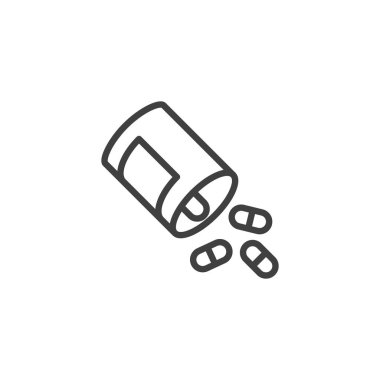 Medicine pills bottle line icon
