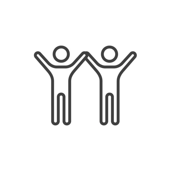 Barátok emelt kéz vonal ikon — Stock Vector