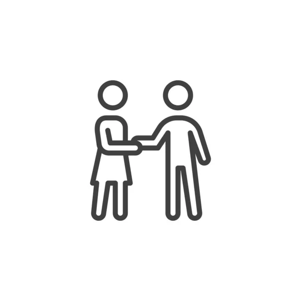 Couple poignée de main ligne icône — Image vectorielle