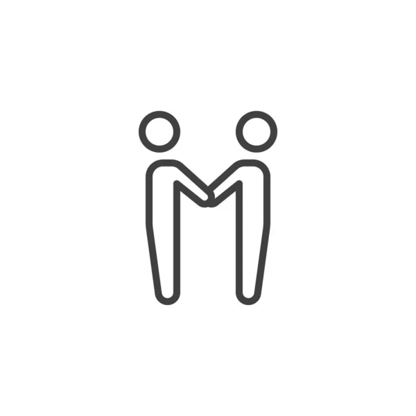 Couple tenant la main l'un l'autre icône de ligne — Image vectorielle