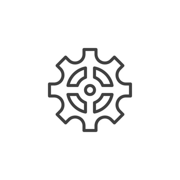 Cog icono de línea de engranajes — Vector de stock