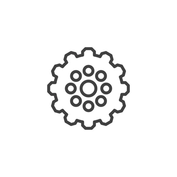 Cog icono de línea de engranajes — Vector de stock