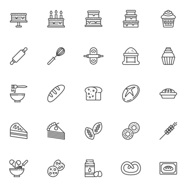Conjunto de ícones de linha de padaria — Vetor de Stock
