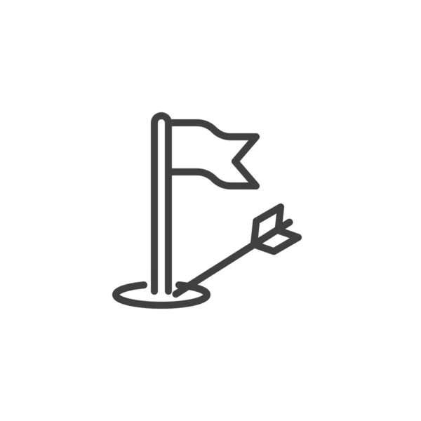 Golf vlag pijl lijn pictogram — Stockvector