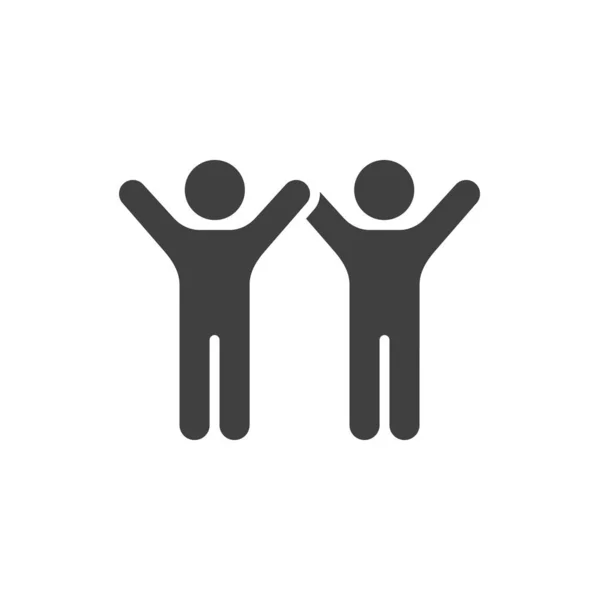 Friends with raised hands vector icon — Stock Vector